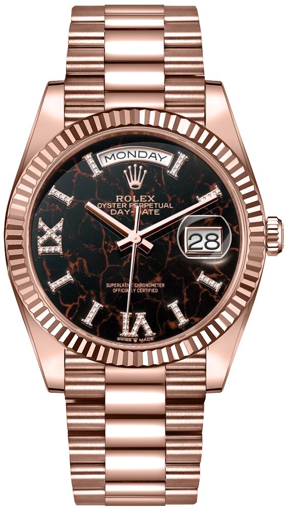 Rolex Day-Date Watches Unisex Black Self Winding Automatic 128235-0041 Watch