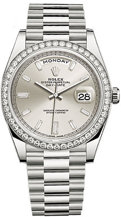 Rolex Day-Date Watches Mens Silver Self winding Automatic Chronometer 228349RBR-0001 Watch
