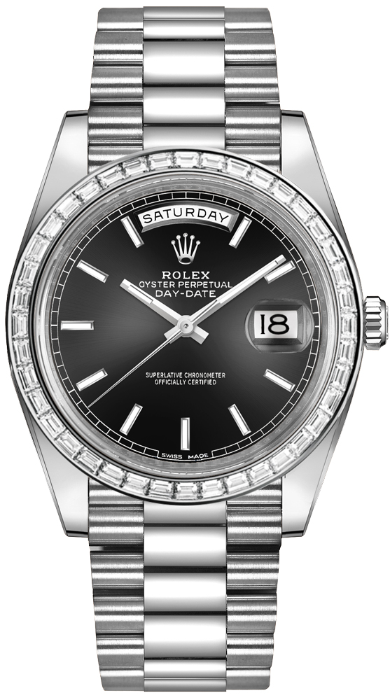 Rolex Day-Date Watches Mens Black Self winding Automatic Chronometer 228396TBR-0024 Watch