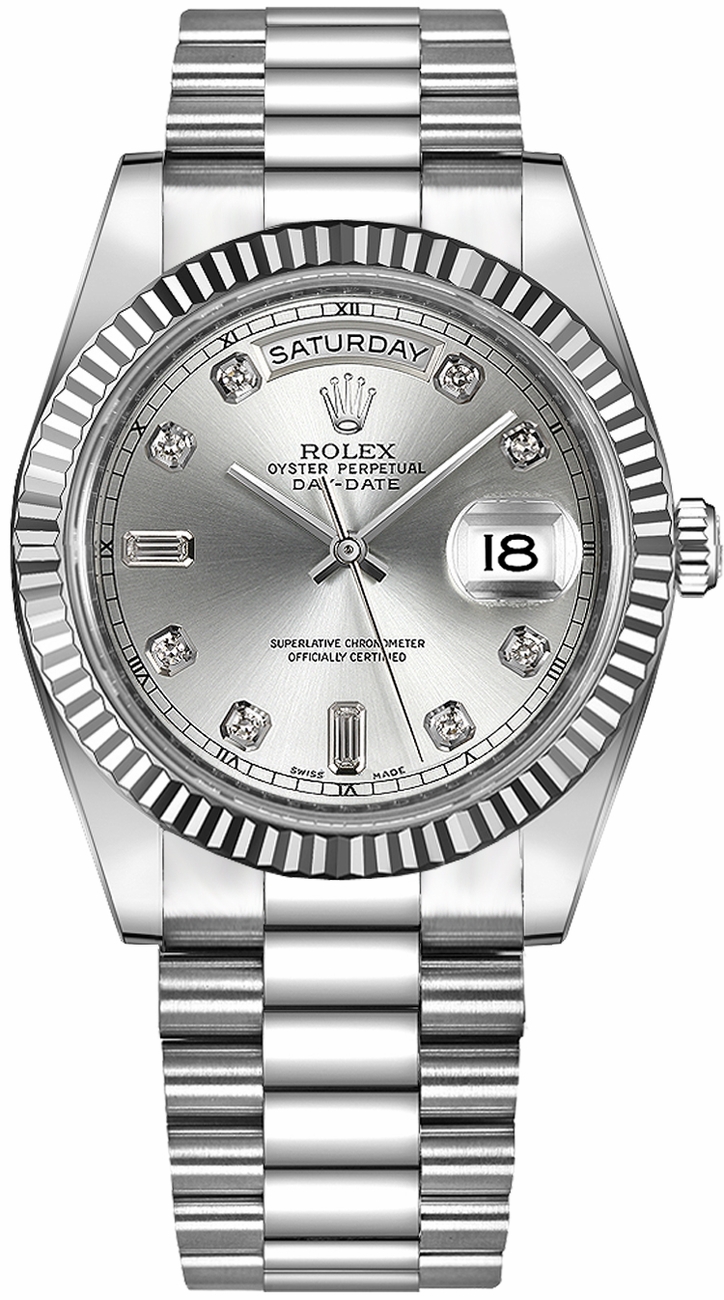 Rolex Day-Date Watches Mens Silver Self winding Automatic 218239-0006 Watch