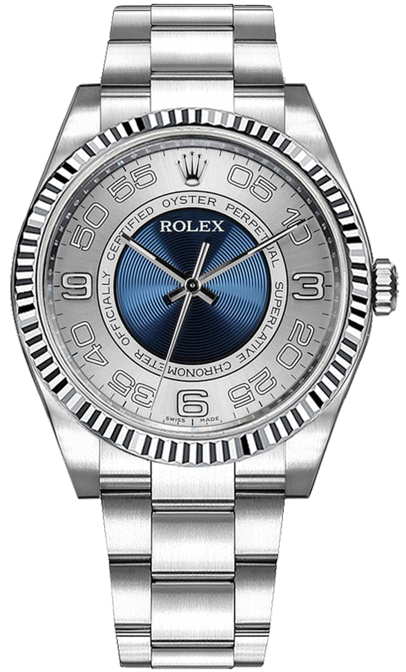 Rolex Oyster Perpetual Watches Ladies Concentric Circle Blue & Silver Self winding Automatic 116034-SVBCAO Watch