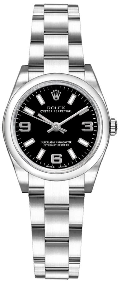 Rolex Oyster Perpetual Watches Ladies Black Self winding Automatic 176200-0002 Watch