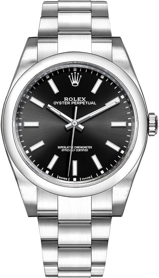 Rolex Oyster Perpetual Watches Mens Black Self winding Automatic 114300-0005 Watch