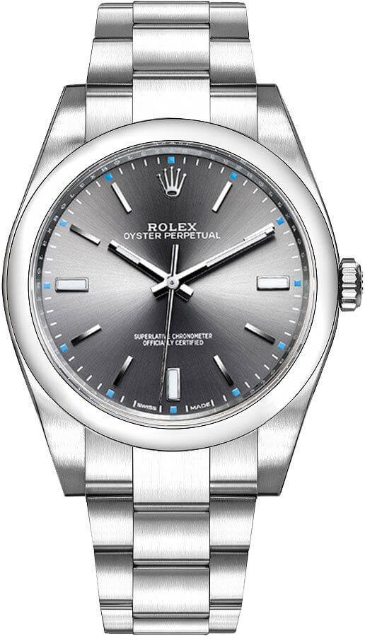 Rolex Oyster Perpetual Watches Mens Dark Rhodium Grey Self winding Automatic 114300-0001-SD Watch