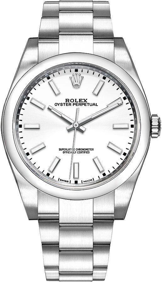 Rolex Oyster Perpetual Watches Mens White Self winding Automatic 114300-0004 Watch