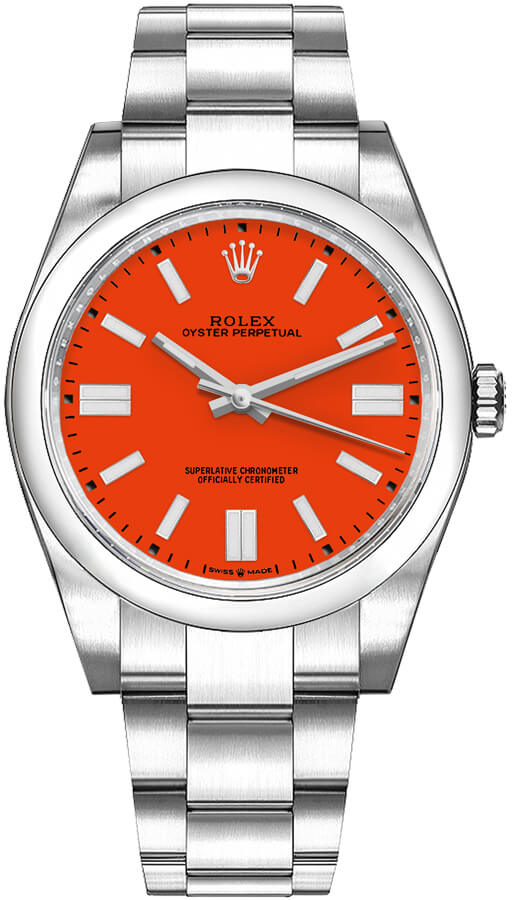 Rolex Oyster Perpetual Watches Mens Coral Red Self winding Automatic 124300-0007 Watch