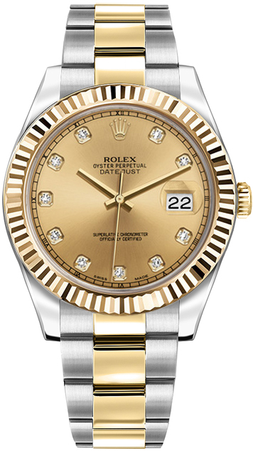 Rolex Datejust Watches Mens Champagne Dial Set with Diamonds Self winding Automatic 116333-0007 Watch