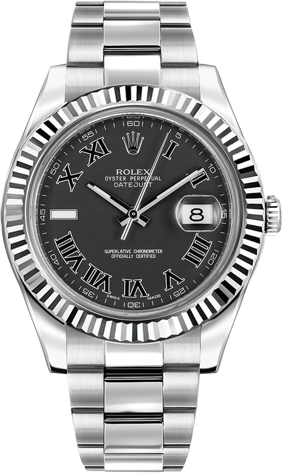 Rolex Datejust Watches Mens Charcoal Dark Grey Self winding Automatic Chronometer 116334-0002 Watch
