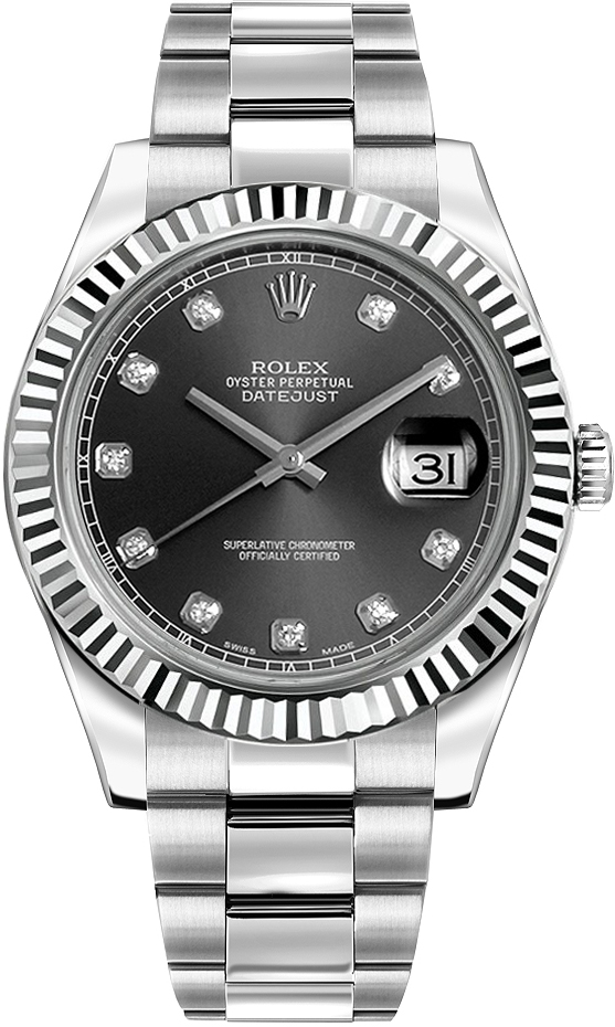 Rolex Datejust Watches Mens Rhodium Grey Self winding Automatic 116334-0009 Watch