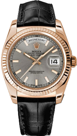 Rolex Day-Date Watches Unisex Rhodium Grey Self winding Automatic Chronometer 118135-0005 Watch