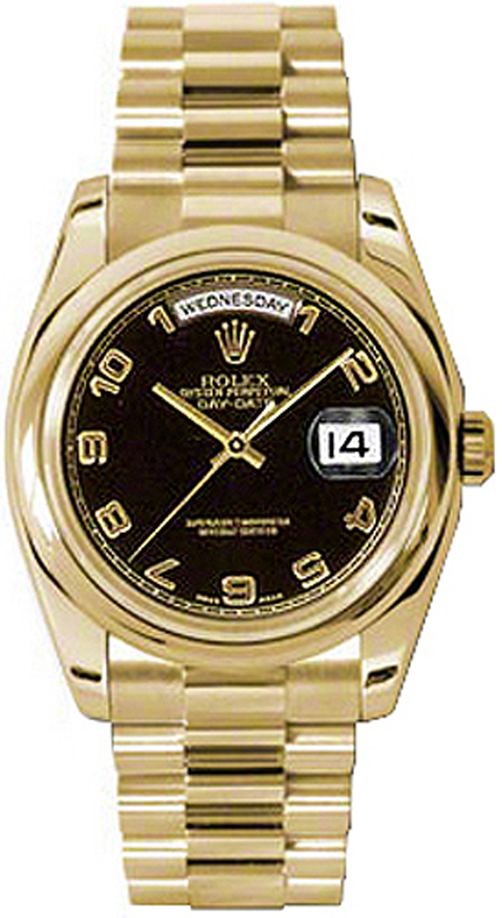 Rolex Day-Date Watches Unisex Black Self winding Automatic 118208-BLKADP Watch