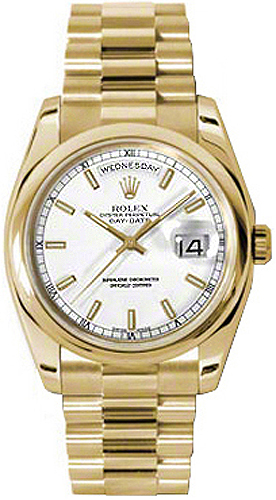 Rolex Day-Date Watches Unisex White Self winding Automatic Chronometer 118208-0068 Watch