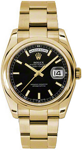 Rolex Day-Date Watches Unisex Black Self winding Automatic Chronometer 118208-0095 Watch