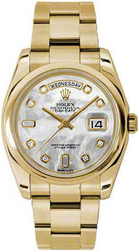 Rolex Day-Date Watches Ladies Mother of Pearl White Dial Set with Diamonds Self winding Automatic Chronometer 118208-MOPDDO Watch