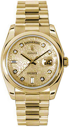 Rolex Day-Date Watches Unisex Jubilee Champagne Dial Set with Diamonds Self winding Automatic Chronometer 118208-0109 Watch
