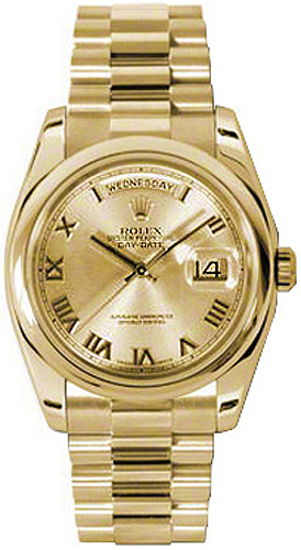 Rolex Day-Date Watches Unisex Champagne Self winding Automatic Chronometer 118208-0077 Watch