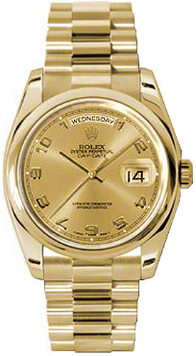 Rolex Day-Date Watches Unisex Champagne Self winding Automatic Chronometer 118208-CHPADP Watch