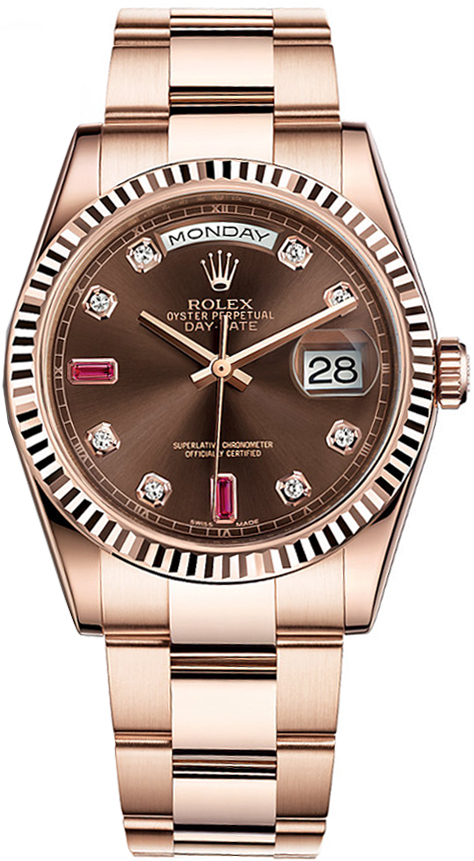 Rolex Day-Date Watches Chocolate Brown Dial Set with Diamonds 118235-0096 Watch