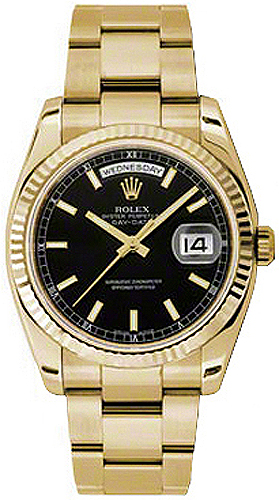 Rolex Day-Date Watches Black Self winding Automatic Chronometer 118238-0194 Watch