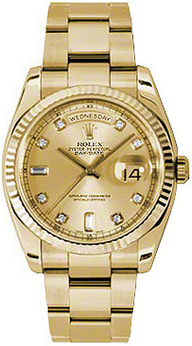 Rolex Day-Date Watches  Champagne Dial Set with Diamonds Self winding Automatic Chronometer 118238-0113 Watch