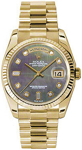 Rolex Day-Date Watches  Dark Mother of Pearl Black Dial Set with Diamonds Self winding Automatic Chronometer 118238-BMOPDFP Watch