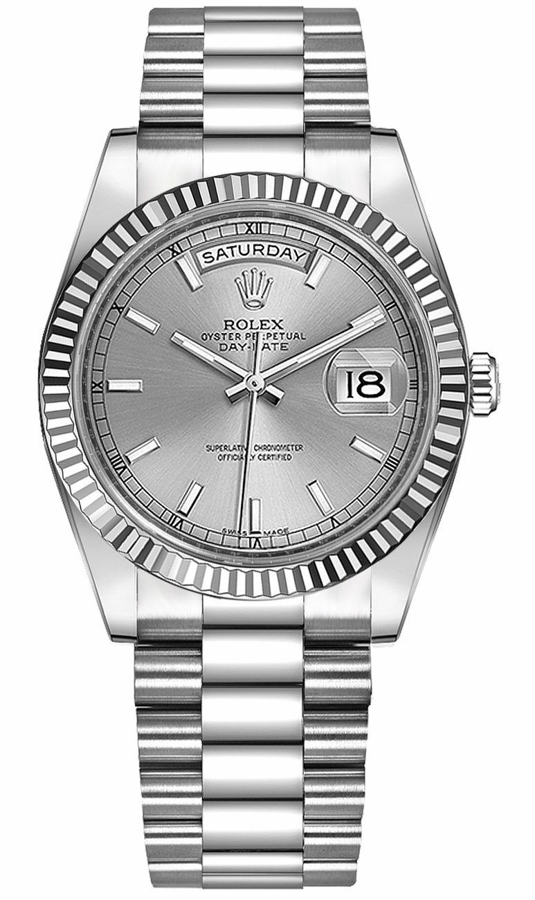 Rolex Day-Date Watches Unisex Silver Self winding Automatic Chronometer 118239-0085 Watch