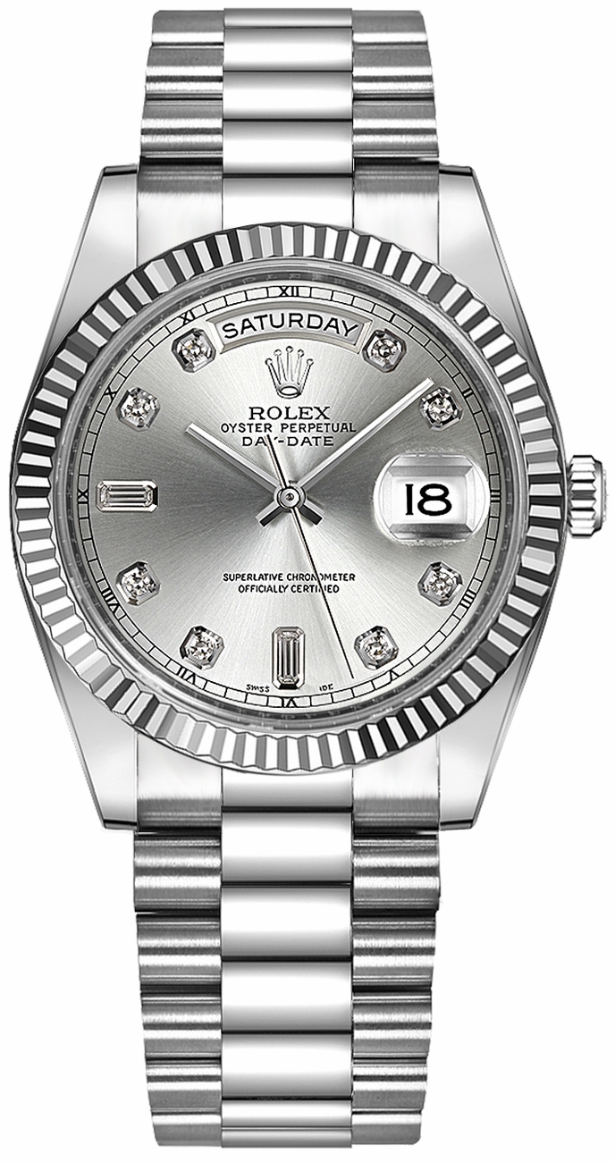 Rolex Day-Date Watches Unisex Silver Self winding Automatic Chronometer 118239-0086 Watch
