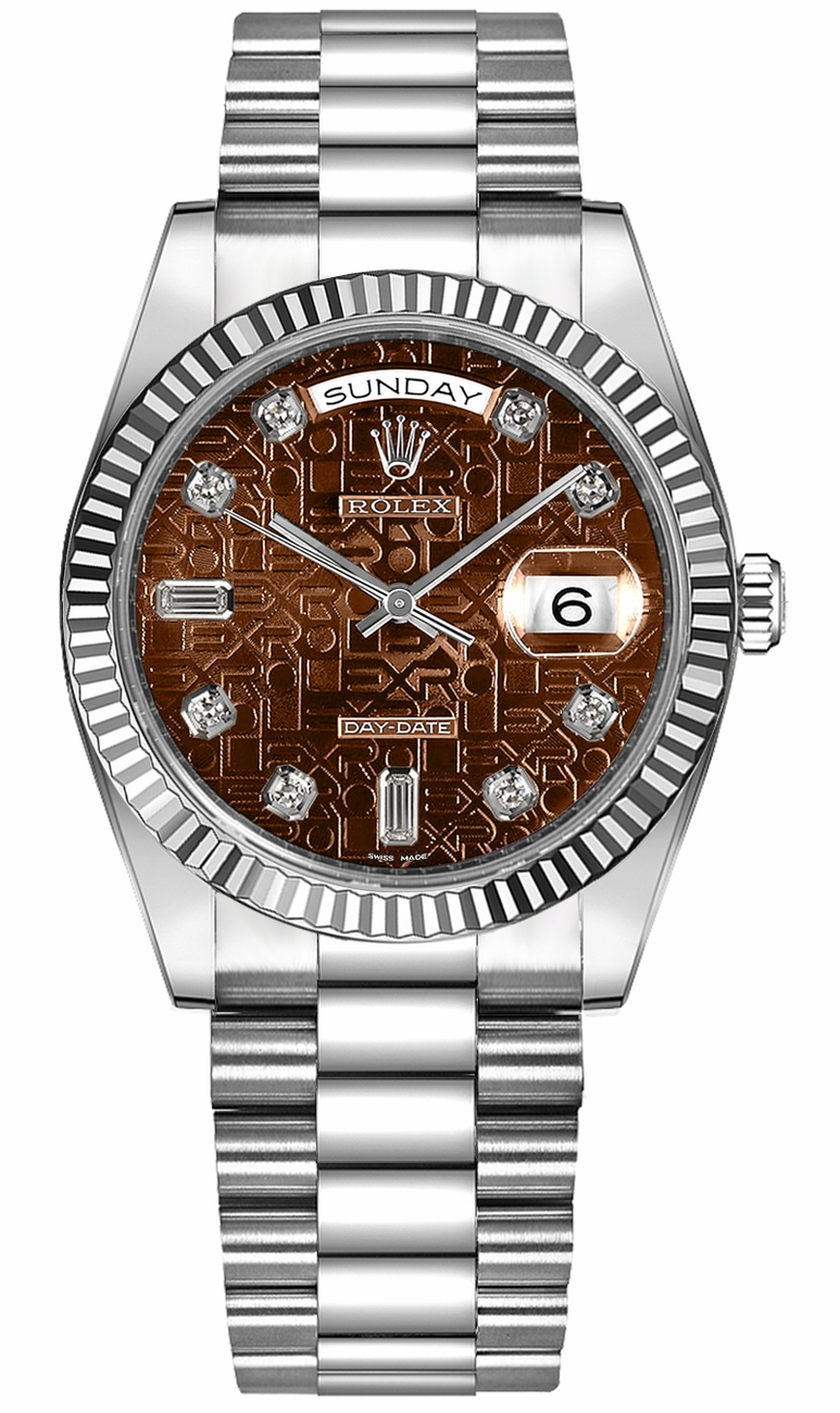 Rolex Day-Date Watches Unisex Jubilee Chocolate Brown Dial Set with Diamonds Self winding Automatic Chronometer 118239-CHOJDP Watch