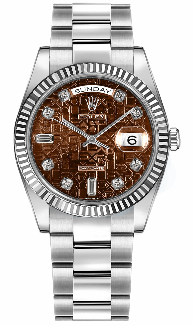 Rolex Day-Date Watches Unisex Jubilee Chocolate Brown Dial Set with Diamonds Self winding Automatic Chronometer 118239-CHOJDO Watch