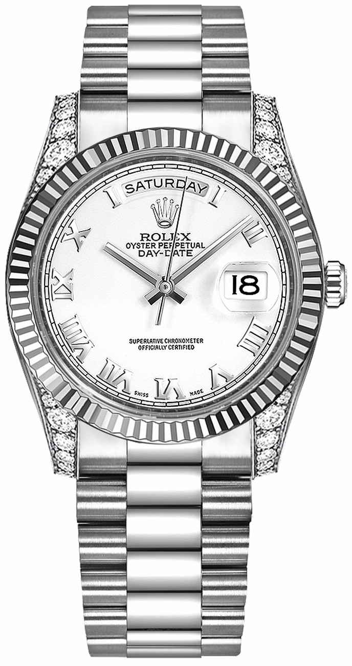 Rolex Day-Date Watches Unisex White Self winding Automatic Chronometer 118339-WHTRP Watch