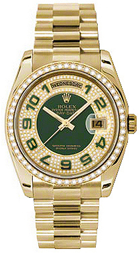 Rolex Day-Date Watches Unisex Diamonds Self winding Automatic Chronometer 118348-0054 Watch