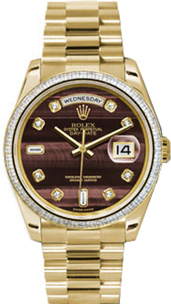 Rolex Day-Date Watches Unisex Brown Self winding Automatic Chronometer 118398-BLSEYEBGDP Watch