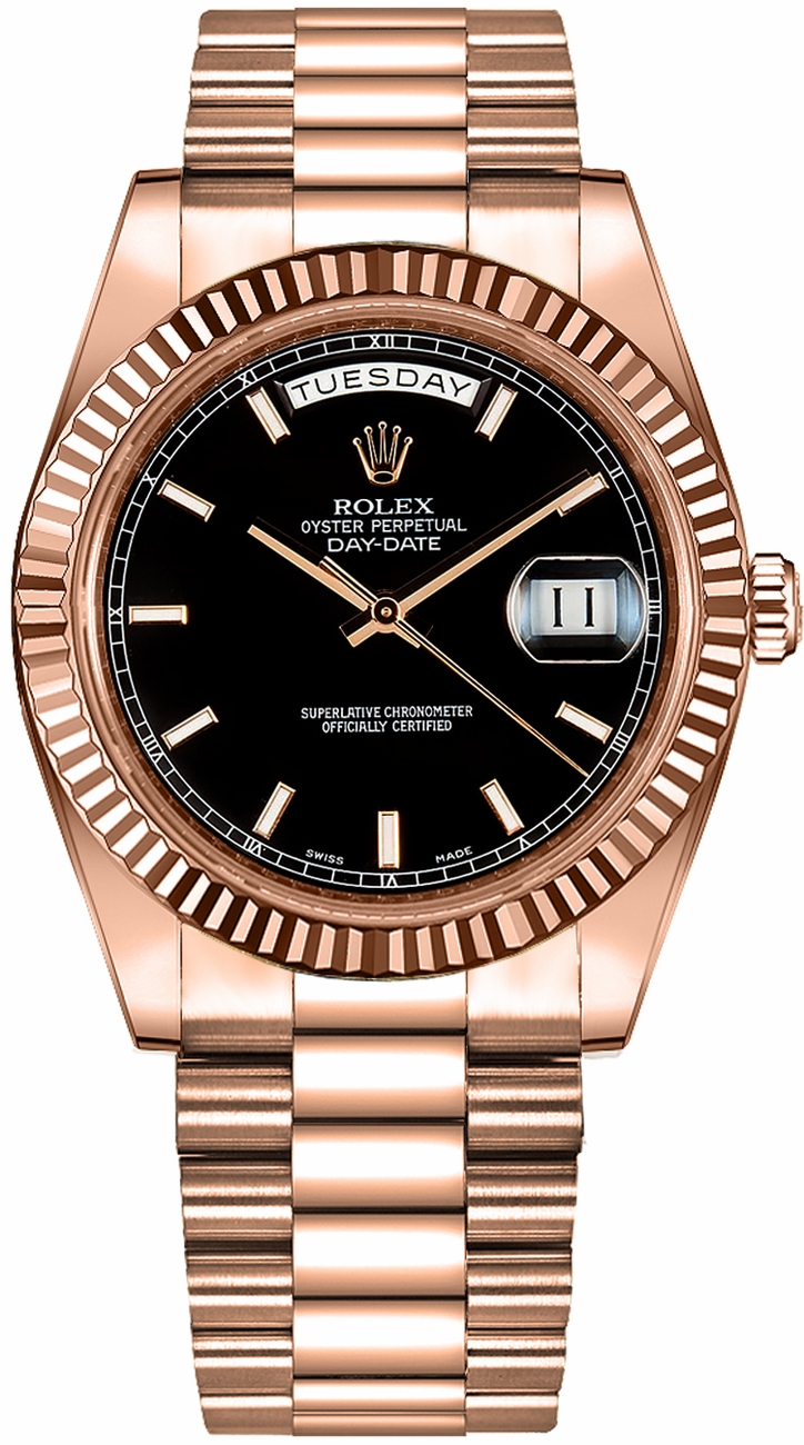 Rolex Day-Date Watches Mens Black Self winding Automatic Chronometer 218235-BLKSP Watch