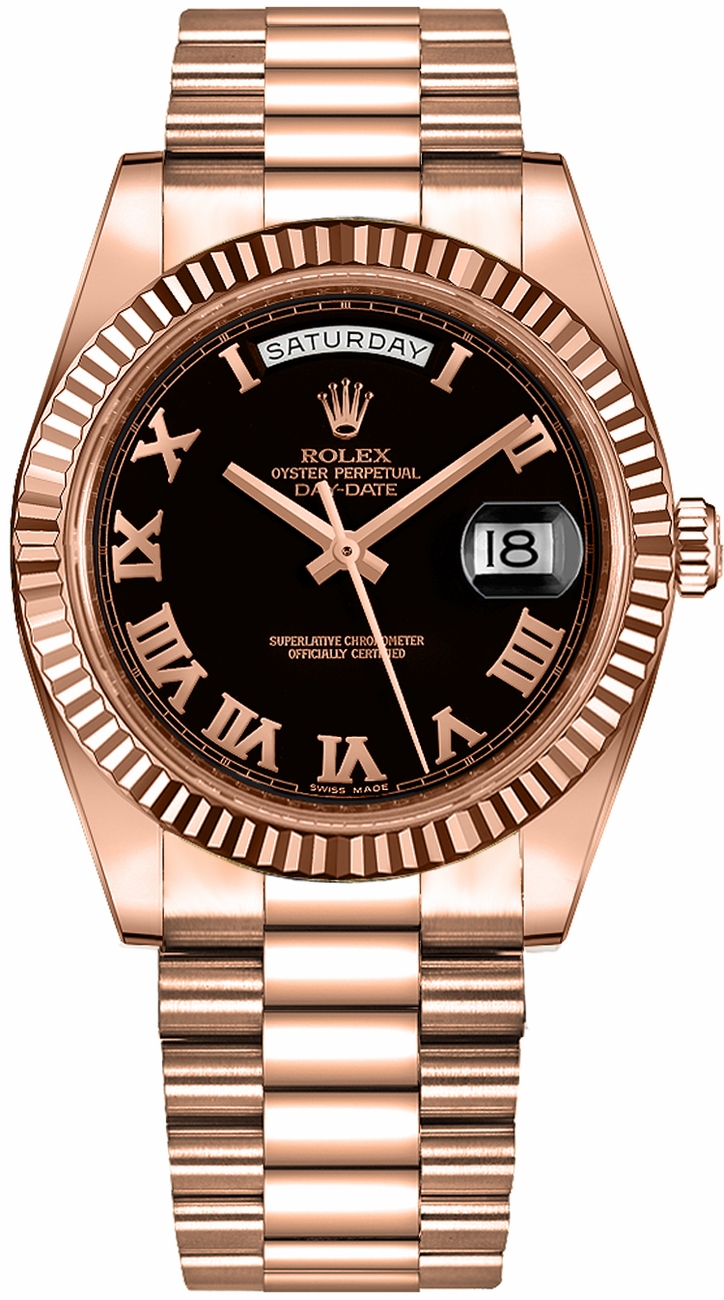 Rolex Day-Date Watches Mens Black Self winding Automatic Chronometer 218235-0034 Watch