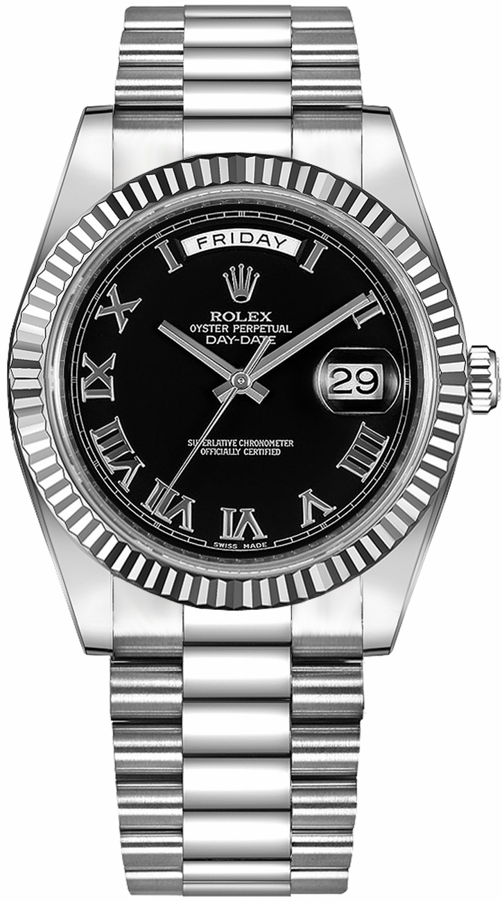 Rolex Day-Date Watches Mens Black Self winding Automatic Chronometer 218239-BLKRP Watch