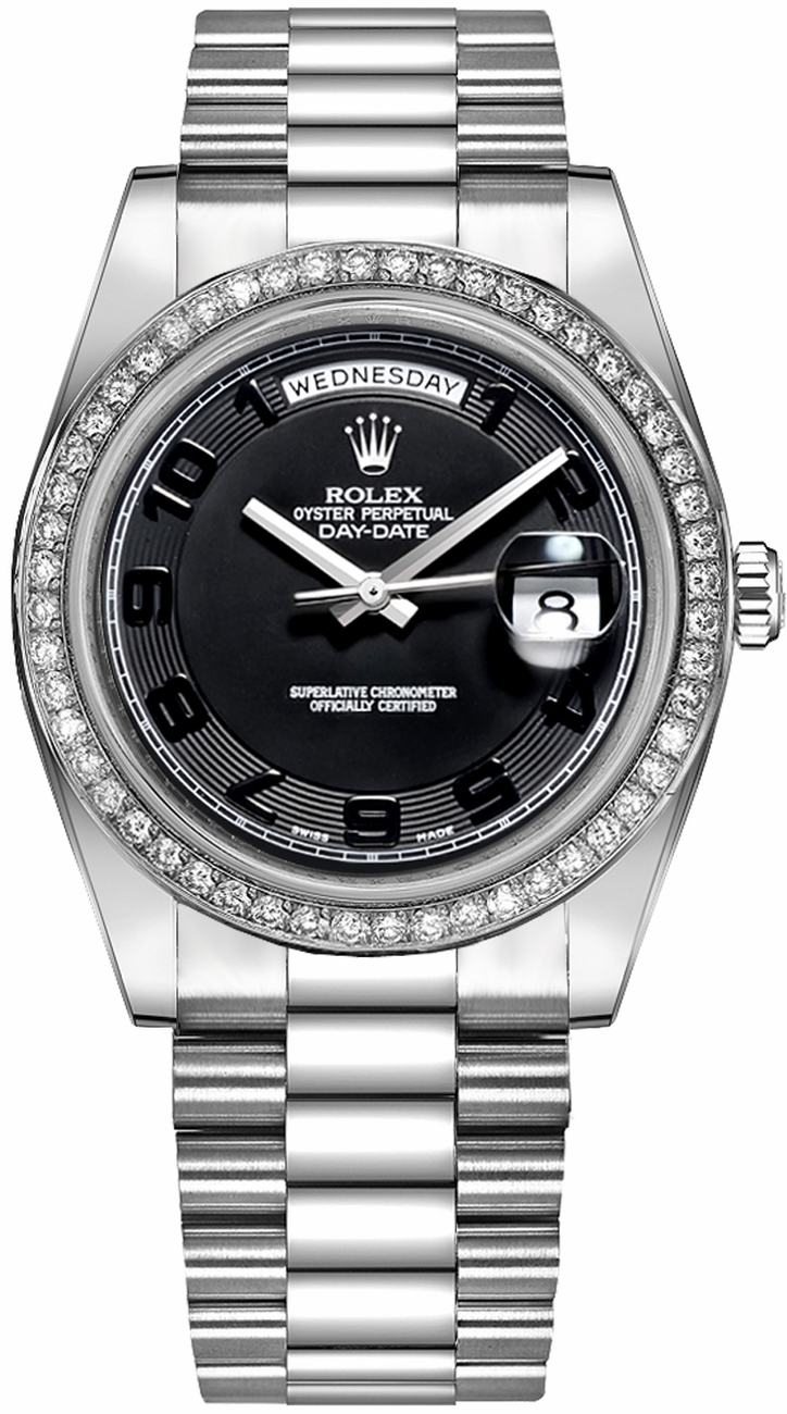Rolex Day-Date Watches Mens Black Self winding Automatic Chronometer 218349-BLKCAP Watch