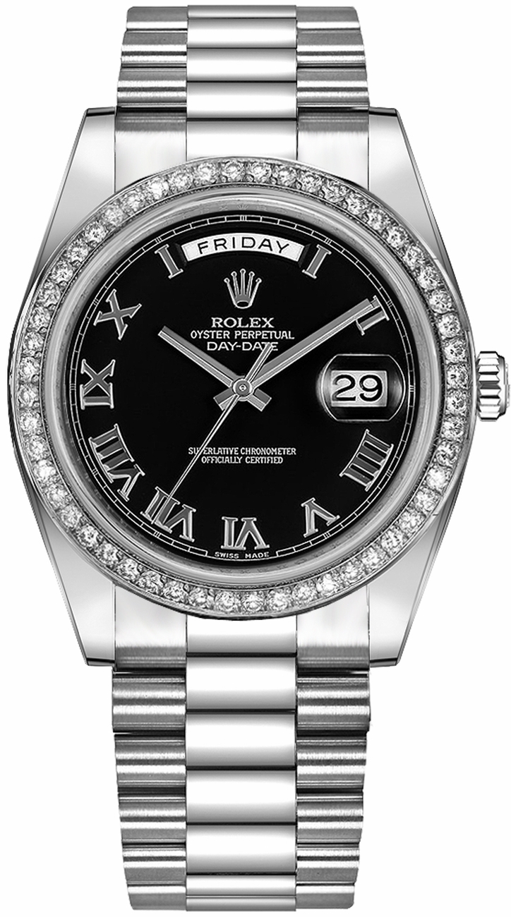 Rolex Day-Date Watches Mens Black Self winding Automatic Chronometer 218349-BLKRP Watch