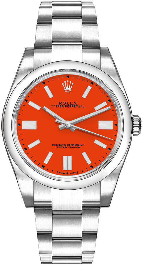 Rolex Oyster Perpetual Watches Unisex Coral Red Self winding Automatic 126000-0007 Watch