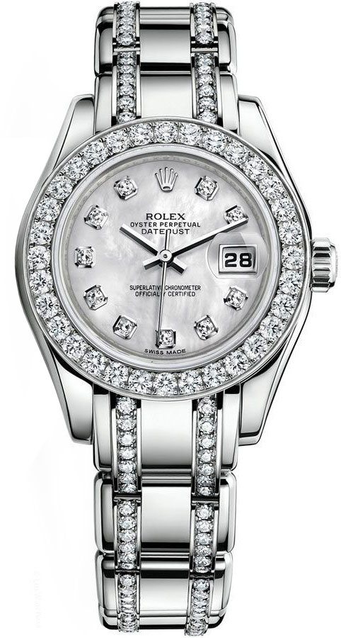 Rolex Pearlmaster Watches Ladies White Mother of Pearl Self winding Automatic 80299-0010 Watch