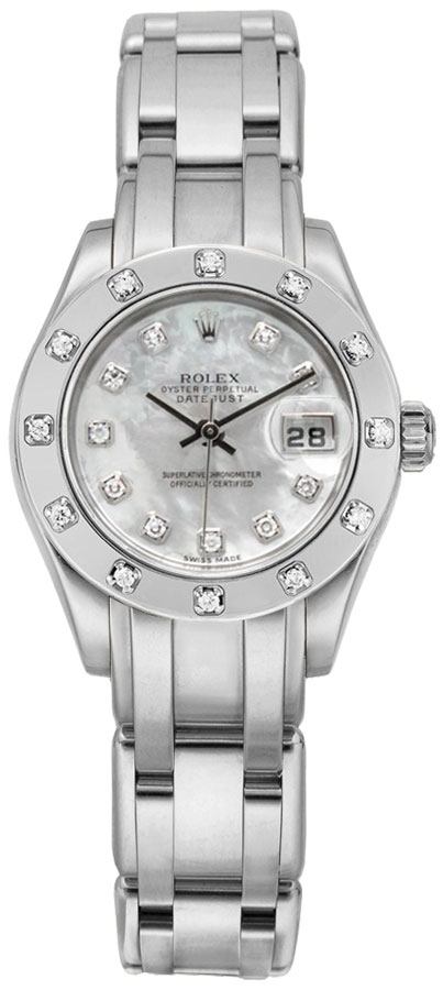 Rolex Pearlmaster Watches Ladies White Mother of Pearl Self winding Automatic 80319-MOPDP Watch