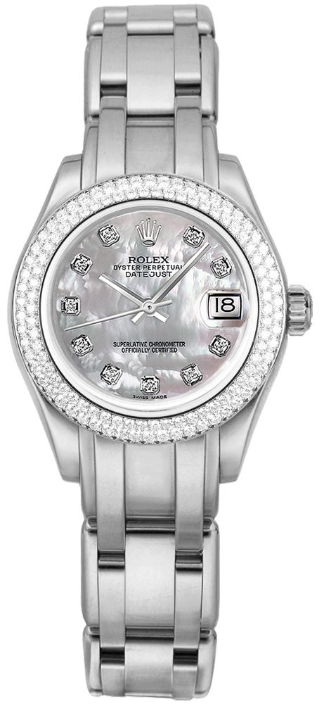 Rolex Pearlmaster Watches Ladies Mother of Pearl White Self winding Automatic 81339-MOPD Watch