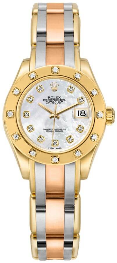 Rolex Pearlmaster Watches Ladies White Mother of Pearl Self winding Automatic 80318-MOPDPMT Watch
