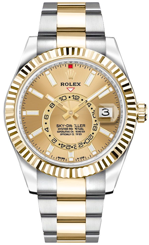 Rolex Sky-Dweller Watches Mens Champagne Self winding Automatic 326933-0001 Watch
