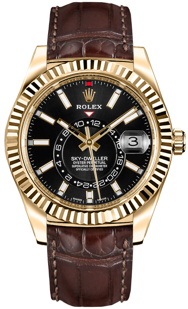 Rolex Sky-Dweller Watches Mens Black Self winding Automatic 326138-0008 Watch
