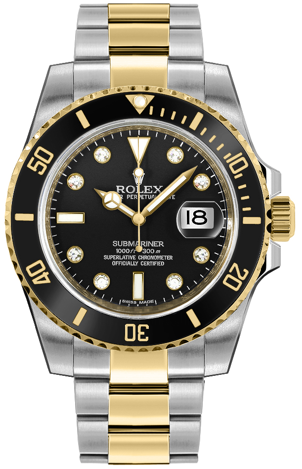 Rolex Submariner Watches Mens Black Self winding Automatic 116613LN-0003 Watch