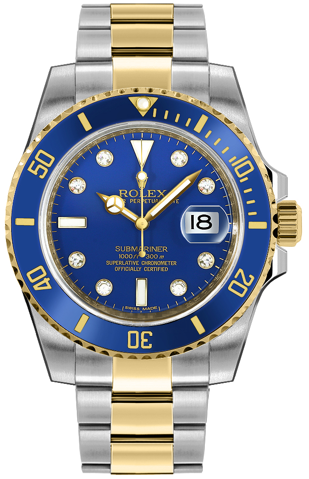 Rolex Submariner Watches Mens Blue Self winding Automatic 116613LB-DIAMOND Watch