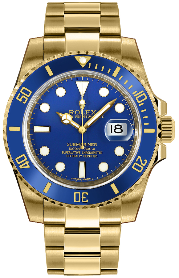 Rolex Submariner Watches Mens Blue Self winding Automatic 116618LB-0003 Watch