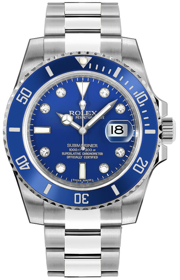 Rolex Submariner Watches Mens Blue Self winding Automatic 116619LB-0002 Watch