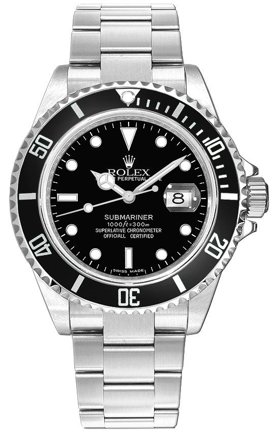 Rolex Submariner Watches Mens Black Self winding Automatic 16610 Watch