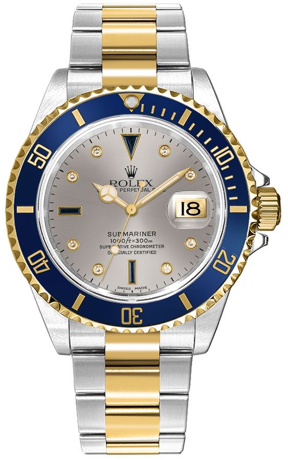 Rolex Submariner Watches Mens Silver Self winding Automatic 16613-SERTI Watch